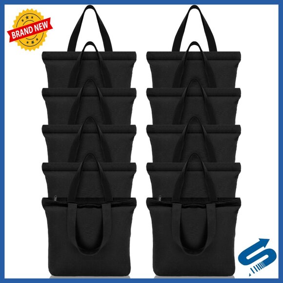Canvas Tote Bags Set with Zippers Reusable Grocery Shopping Storage DIY Crafting